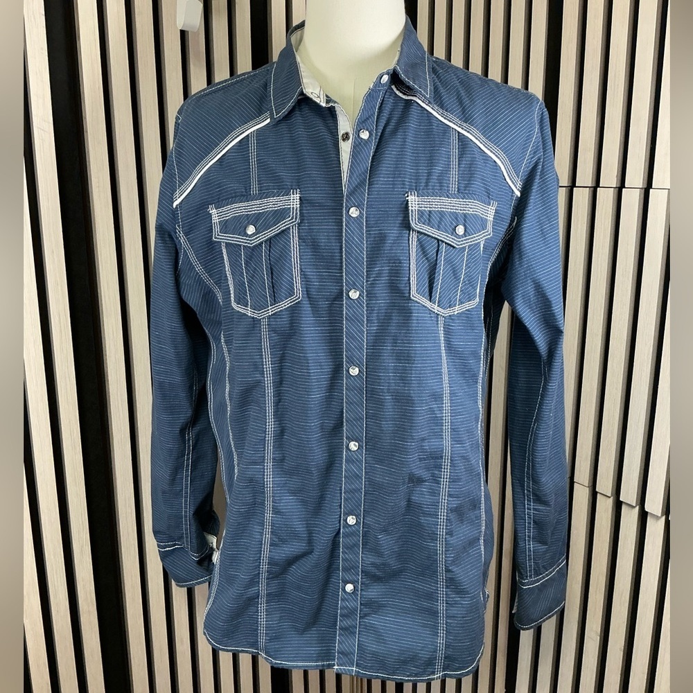 BKE Blue Casual Button Down Shirt, Sz XL